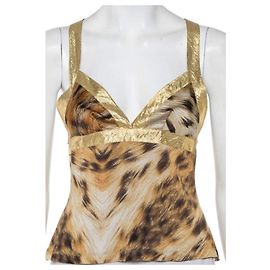 Just Cavalli atemberaubendes Top Golden Leopardenprint
