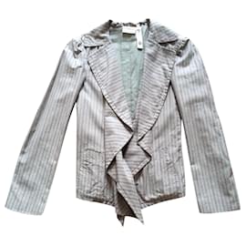 Chaqueta drapeada DKNY Pure de algodón gris Gris
