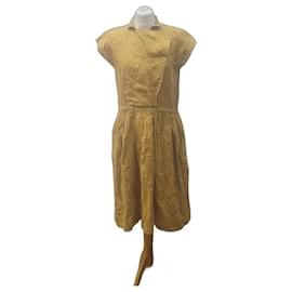 Max Mara-Robe en lin jaune moutarde Max Mara-Moutarde