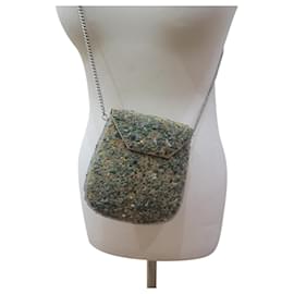 Autre Marque-50s vintage metal shoulder bag semiprecious stones-Green