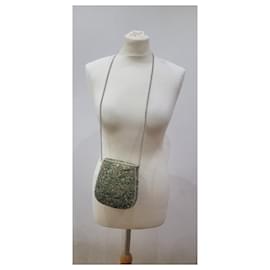 Autre Marque-50s vintage sac à bandoulière en métal pierres semi-précieuses-Vert