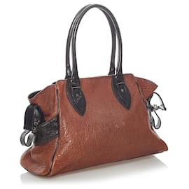 Fendi-Sac à main Fendi en cuir marron Selleria-Marron,Noir