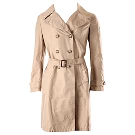 Prada Double Breasted Trench Coat in Beige Polyester  Beige