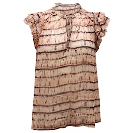Ulla Johnson-Ulla Johnson Ruffled Tie Dye Blouse in Pink Silk-Other
