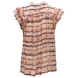 Ulla Johnson-Ulla Johnson Ruffled Tie Dye Blouse in Pink Silk-Other
