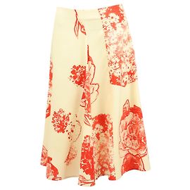 Stella Mc Cartney Falda midi acampanada con estampado floral en seda blanca de Stella McCartney Blanco Crudo