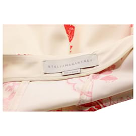 Stella Mc Cartney-Stella McCartney Floral Print A-Line Midi Skirt in White Silk-White,Cream