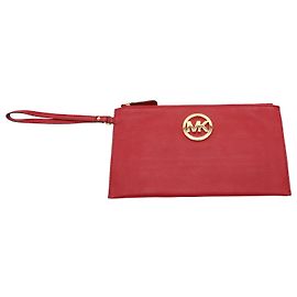 Michael Kors Fulton Wrist Clutch aus rotem Leder Rot