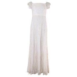 Alice + Olivia Aurelia Embellished Gown in White Nylon White