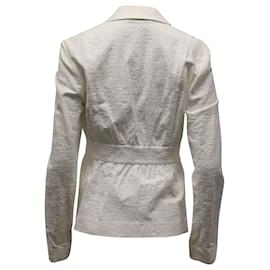 Diane Von Furstenberg-Diane Von Furstenberg Gavyn Textured Jacket in White Cotton-White
