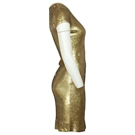 Michael Kors-Michael Kors Sequin-Embellished Shift Night Out Dress in Gold Viscose-Golden,Metallic