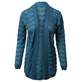 Missoni-Cárdigan largo estampado Missoni en lana virgen azul-Azul