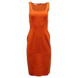 Michael Kors-Michael Kors Square Neck Sheath Dress in Orange Wool -Orange