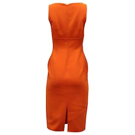 Michael Kors-Michael Kors Square Neck Sheath Dress in Orange Wool -Orange