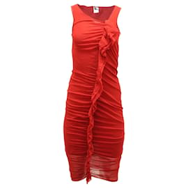 Jean Paul Gaultier-Jean Paul Gaultier Vestido Ruched em Nylon Vermelho-Vermelho