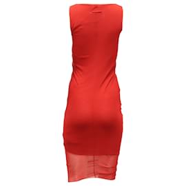 Jean Paul Gaultier-Jean Paul Gaultier Ruched Dress in Red Nylon-Red