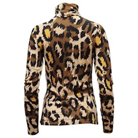 Diane Von Furstenberg-Jersey de cuello alto de lana con estampado de guepardo de Diane Von Furstenberg-Otro