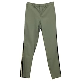 Zadig & Voltaire-Zadig Pantalon Voltaire Side Stripe en Coton Kaki-Vert,Kaki