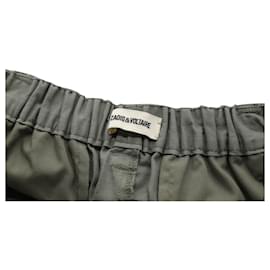 Zadig & Voltaire-Pantalones de algodón caqui con raya lateral Voltaire de Zadig-Verde,Caqui