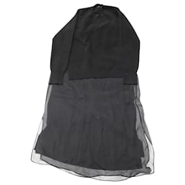 Joseph-Joseph Sweater Sheer Maxi Dress em lã preta-Preto