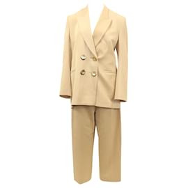 Petar Petrov-Petar Petrov Jimi Double-Breasted Jacket and Herve Pleated Tapered Pants In Nude Wool-Flesh