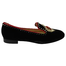 Christian Louboutin-Christian Louboutin Mi Corazon Flats in Black Velvet-Black
