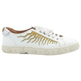Tênis Aquazzura Sun Ray bordado em couro branco Branco