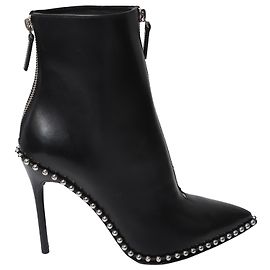 Alexander Wang Eri Ankle High Heel Boots in Black Leather Black