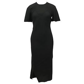 Abito midi a maniche corte di Jil Sander con pannello a rombi in acetato nero Nero