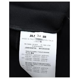 Jil Sander-Jil Sander Short Sleeved Midi Dress with Diamond Panel in Black Acetate-Black