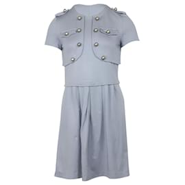 Moschino Cheap And Chic-Moschino Button-Detailed Knee Length Dress in Grey Nylon-Grey