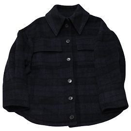 Giacca da lavoro a quadri Ba&sh tono su tono in lana blu navy Blu
