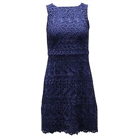 Alice + Olivia Minikleid mit Spitzenmuster aus marineblauem Polyester Blau