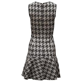 Theory-Theory Sleeveless Mini Dress in Black & Grey Herringbone Print Cotton-Other