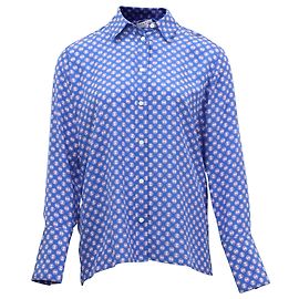 Camicia Sandro Paris Doryn con stampa monogramma in seta blu Altro