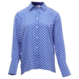 Sandro-Sandro Paris Doryn Camisa com estampa de monograma em seda azul-Outro
