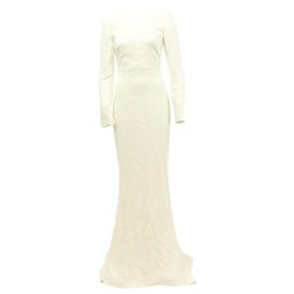 Stella Mc Cartney Stella McCartney Robe de Mariée Découpée Ruby à Manches Longues en Viscose Blanche Blanc