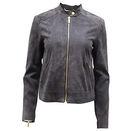 Michael Michael Kors Moto Jacket in Navy Blue Suede Blue Navy blue