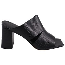 Vince Nelda Open Square Toe Sandals in Black Leather  Black