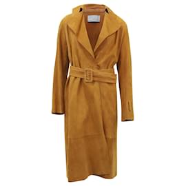 Vince-Vince Classic Trench Coat in Brown Lamb Leather-Brown