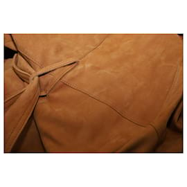 Vince-Vince Classic Trench Coat in Brown Lamb Leather-Brown