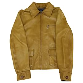Ralph Lauren-Ralph Lauren Biker Jacket in Yellow Leather-Yellow