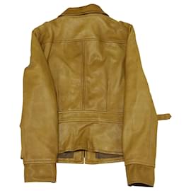 Ralph Lauren-Ralph Lauren Biker Jacket in Yellow Leather-Yellow