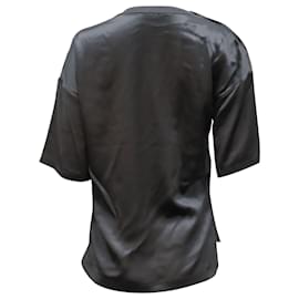Joseph-Joseph Shoulder Snap Blouse in Black Cotton Silk-Black