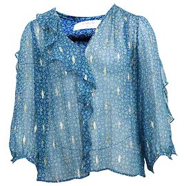 Blusa Ba&sh Malawi estampada em seda azul Azul