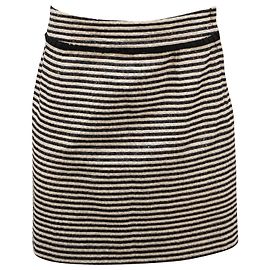 Jupe à sequins rayée Kate Spade en soie noire et blanche Noir