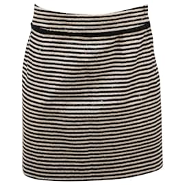 Kate Spade-Kate Spade Striped Sequined Skirt in Black and White Silk-Black