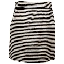 Kate Spade-Kate Spade Striped Sequined Skirt in Black and White Silk-Black