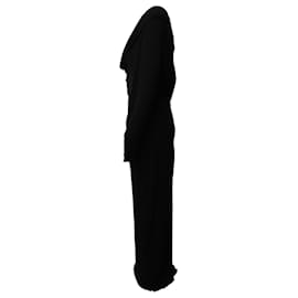 Roland Mouret-Roland Mouret Lace Back Detail Long Draped Gown in Black Viscose-Black