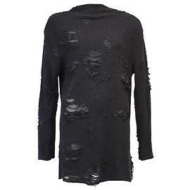 Iro x Anja Rubik Iriza Distressed Kleid aus schwarzer Baumwolle Schwarz